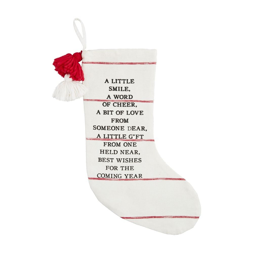 "Best Wishes" Red and White Cotton Stocking | Putti Christmas 