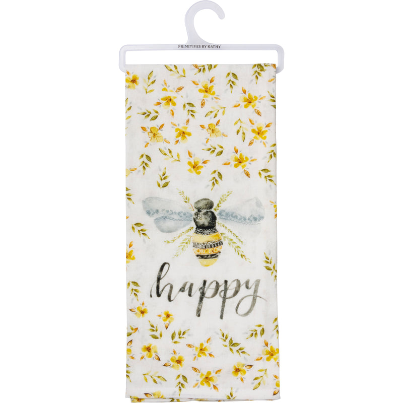 Floral Bee Happy Kitchen Towel