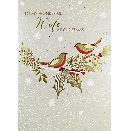 Sara Miller "Wife at Christmas" Robins Greeting Card | Putti Christmas 