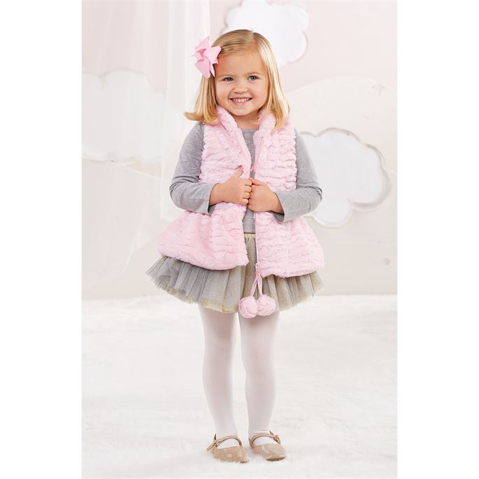  Mud Pie Pink Fur Vest, MP-Mud Pie, Putti Fine Furnishings