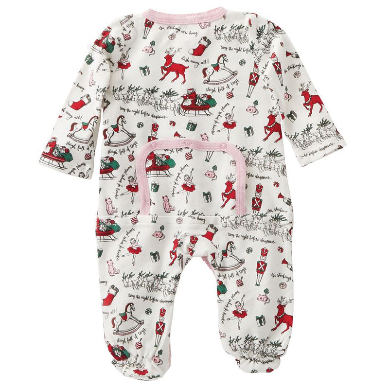 Pink Holiday Print Footed Sleeper