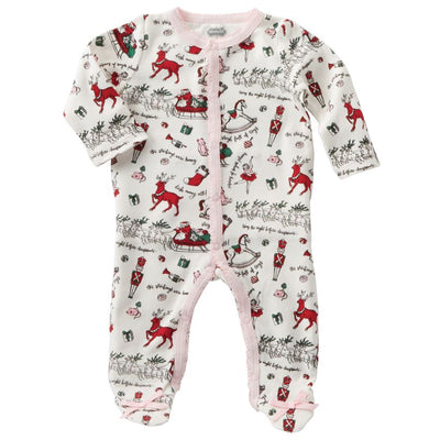 Pink Holiday Print Footed Sleeper