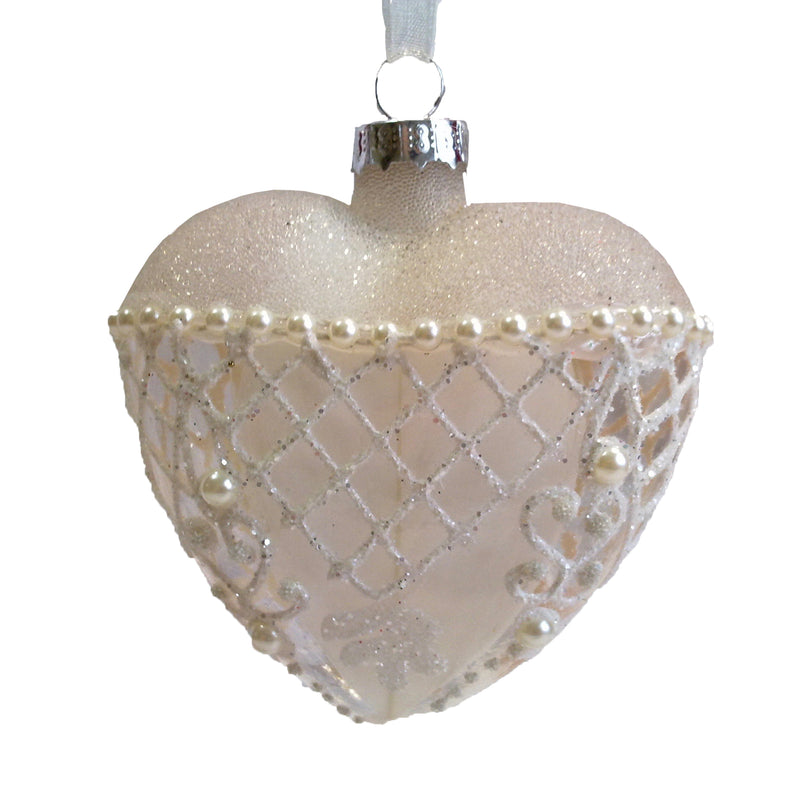  Glass Pearl Heart Ornament, FDF-Fil de Fer Enterprises, Putti Fine Furnishings