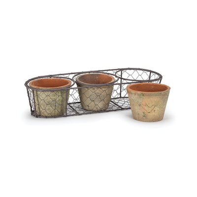 Triple Moss Pot in Basket, AC-Abbott Collection, Putti Fine Furnishings