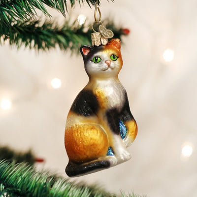 Old World Christmas Calico Cat Glass Ornament | Putti Christmas Canada