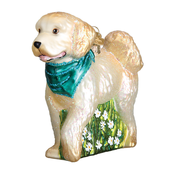 Old World Christmas Golden Doodle Dog Glass Ornament | Putti
