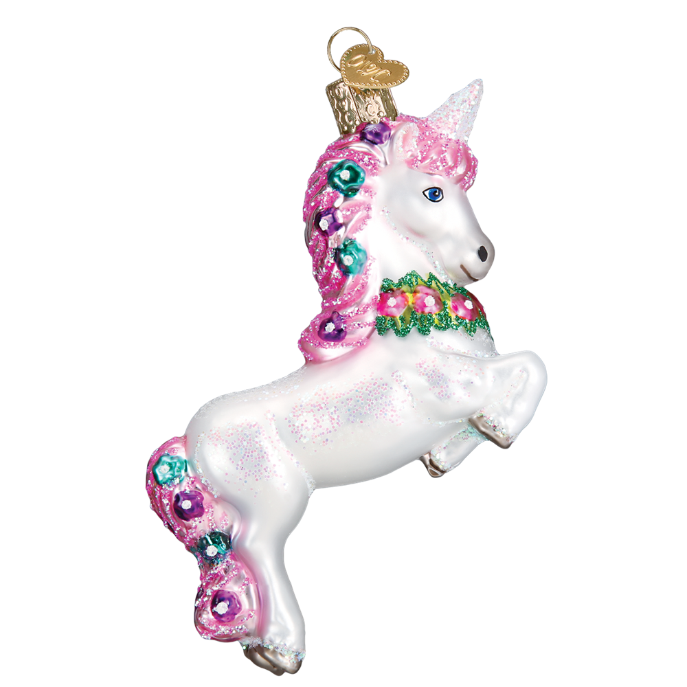 Old Word Christmas Prancing Unicorn Glass Ornament -  Christmas Decorations - Old World Christmas - Putti Fine Furnishings Toronto Canada - 1