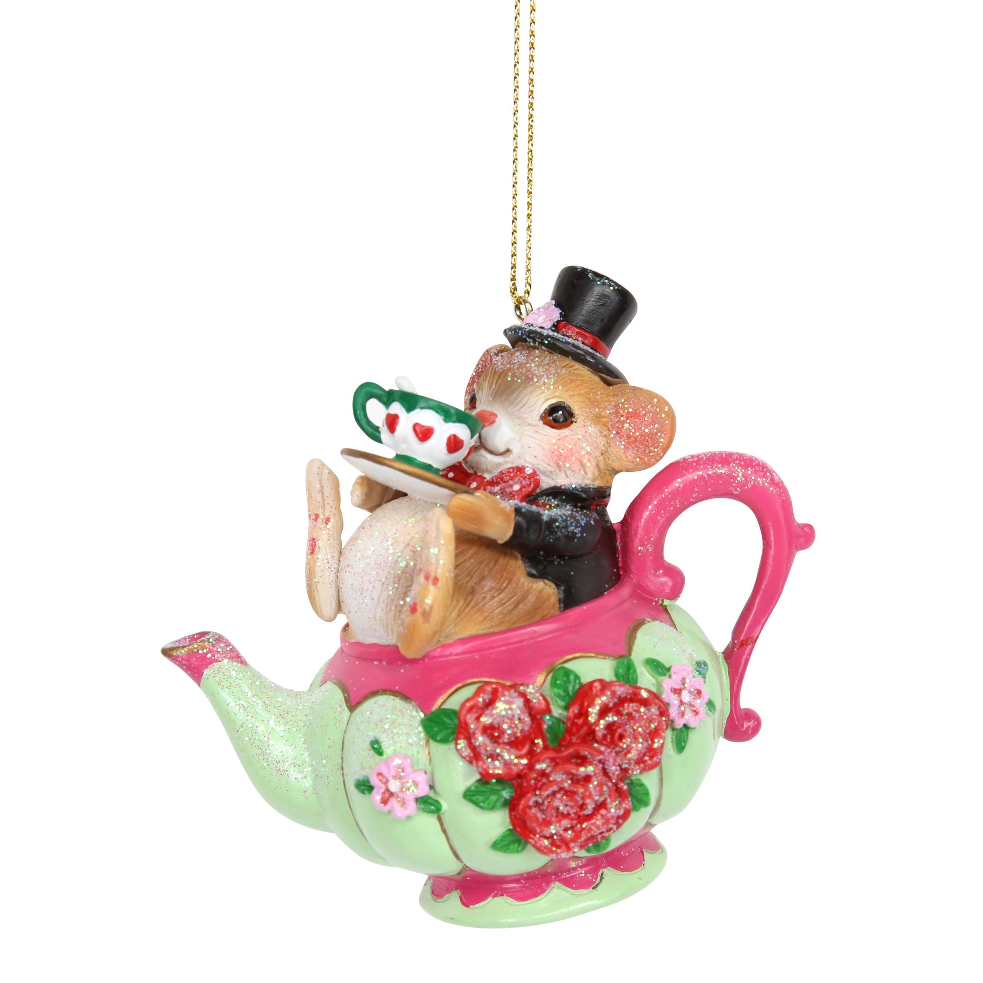 Door Mouse in Tea Cup Hanging Ornament | Putti Christmas Canada