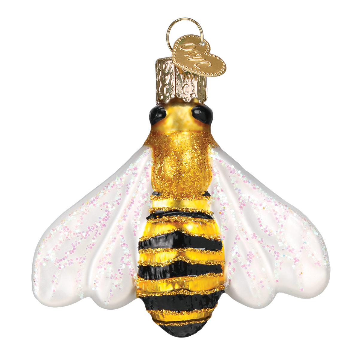 Old Word Christmas Honey Bee Glass Ornament - Putti Canada