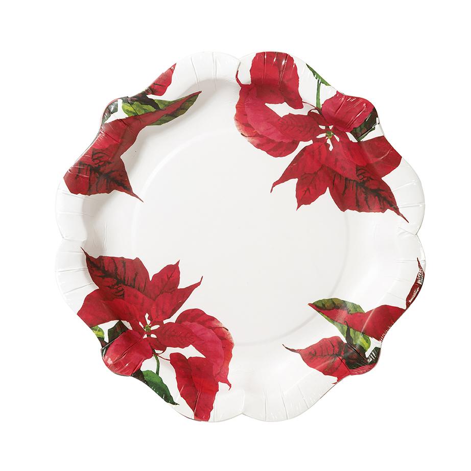 Talking Tables Botanical "Poinsettia" Christmas Paper Plates |  Putti Celebrations Canada 