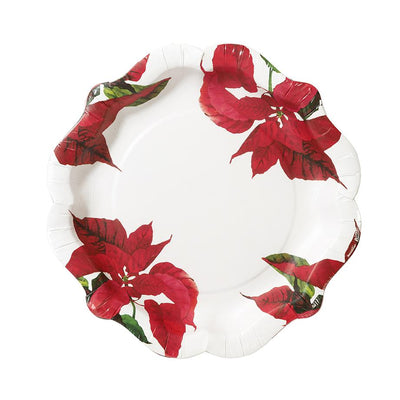 Talking Tables Botanical "Poinsettia" Christmas Paper Plates |  Putti Celebrations Canada