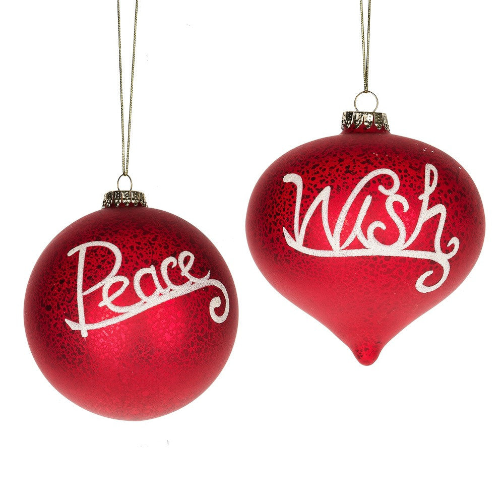 "Peace" and "Wish" Ornaments -  Christmas - Midwest / CBK - Putti Fine Furnishings Toronto Canada