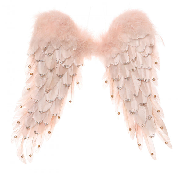 Pink Feather Hanging Angel Wings | Putti Christmas Canada