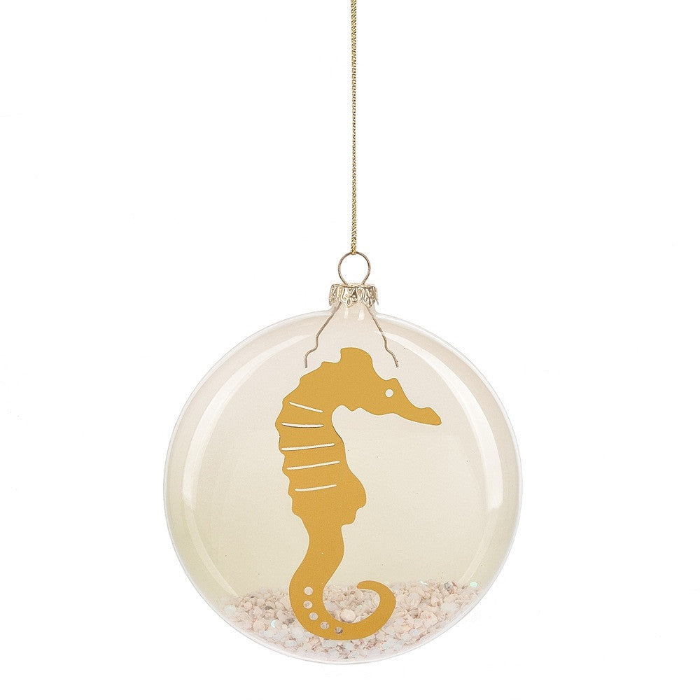  Seahorse with Sand Glass Disk Ornament, MW-Midwest / CBK, Putti Fine Furnishings