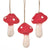 Red Toadstools Christmas Ornaments - Set of 3 | Putti Fine Furnishings 