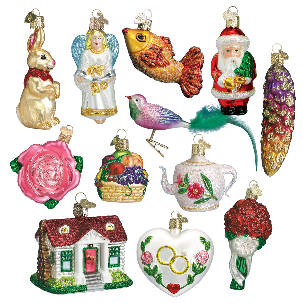  Old World Christmas The Brides Collection  Glass Christmas Ornament Set, OWC-Old World Christmas, Putti Fine Furnishings
