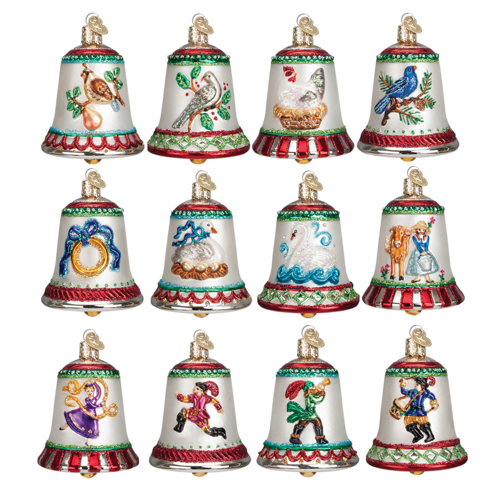  Old World Christmas "Twelve Days of Christmas" Glass Christmas Ornament Set, OWC-Old World Christmas, Putti Fine Furnishings