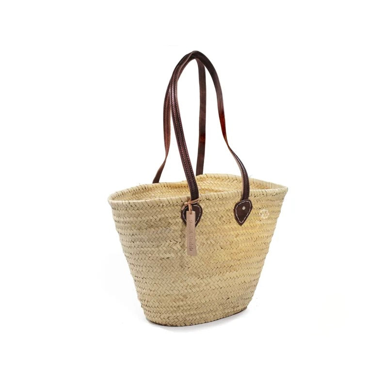 Straw tote bag with leather handles Clearance
