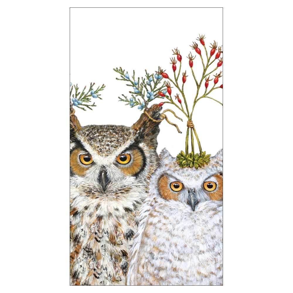 "Holiday Hoot" Owl Paper Napkins - Guest | Putti Fine Furnishings 