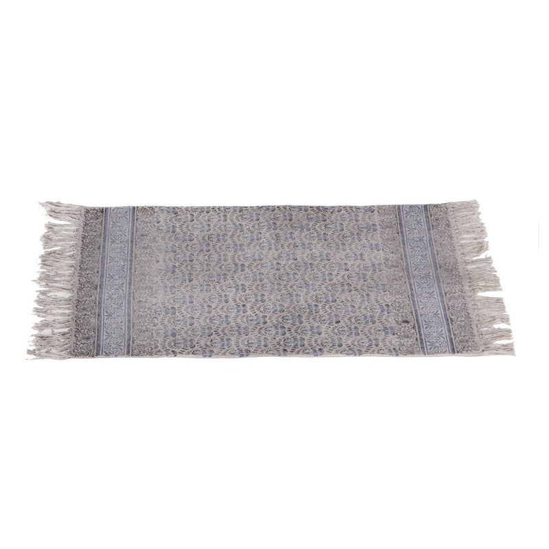 Block Print Grey & Indigo Henna Rug 2' x 3'