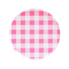 Hot Pink Low Rim Gingham Pattern Paper Plates - Small | Putti Party Supplies