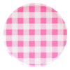 Neon Pink Low Rim Gingham Pattern Plates - Large