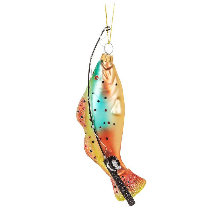 Fish & Rod Glass Ornament | Putti Christmas Celebrations Canada
