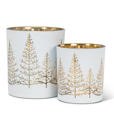 White with Gold Tree Tealight Holder - Large | Putti Christmas Celebrations