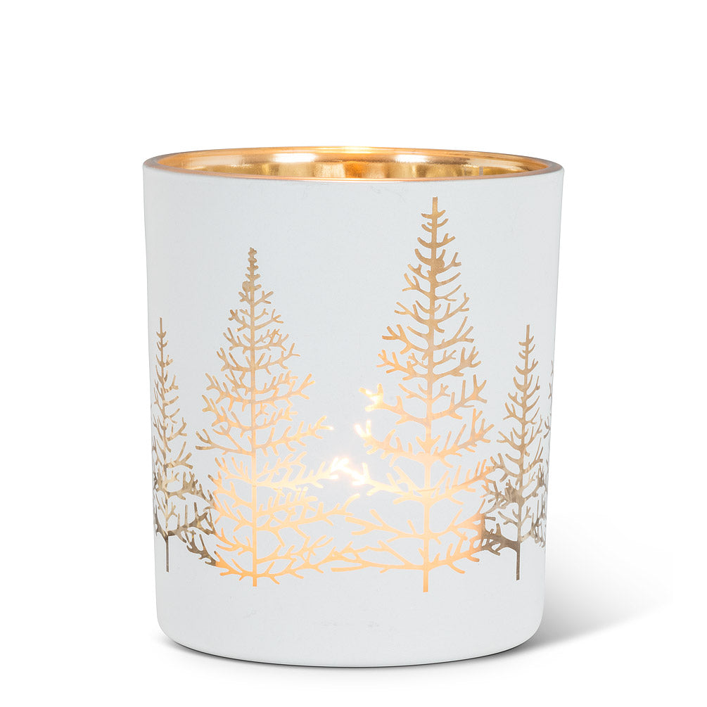 White with Gold Tree Tealight Holder - Large | Putti Christmas Celebrations 