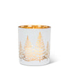 White with Gold Trees Tealight Holder - Small | Putti Christmad Celebrations