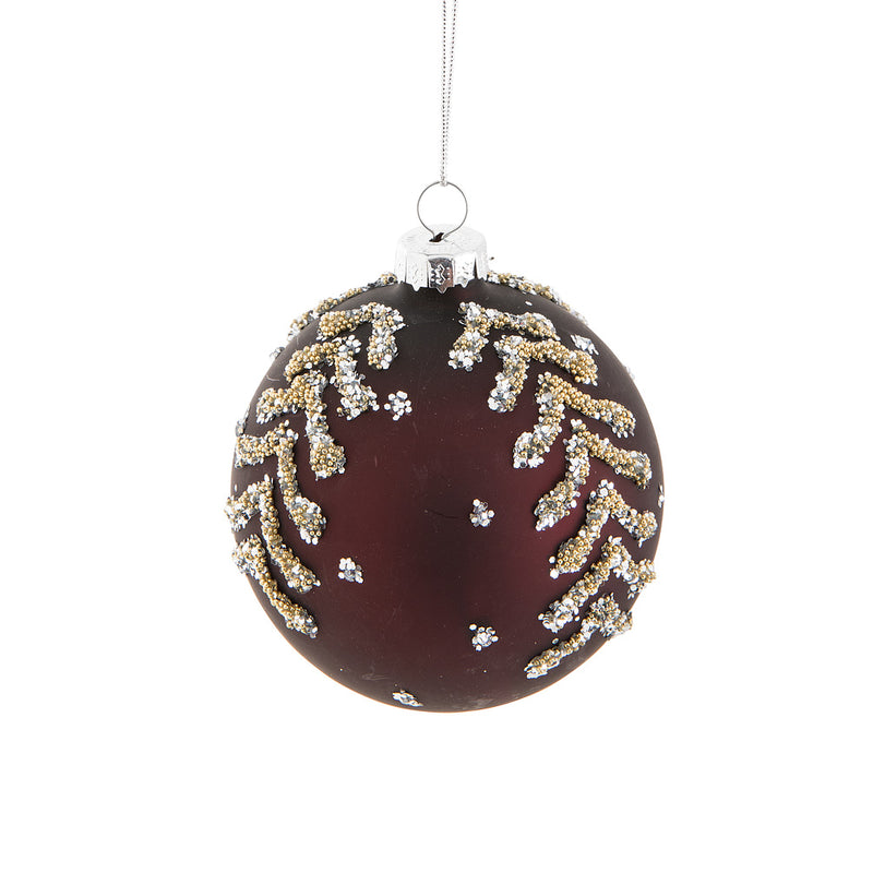 Burgundy with Gold Glass Ball Ornament | Putti Christmas Decorations 