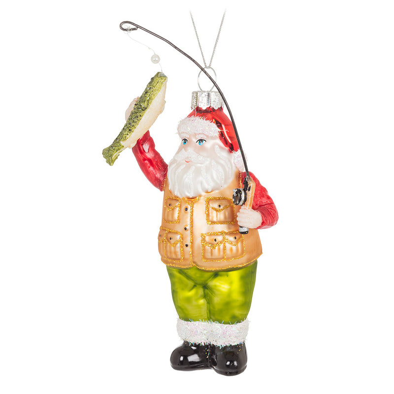 Fisherman Santa Glass Ornament | Putti Christmas Canada 