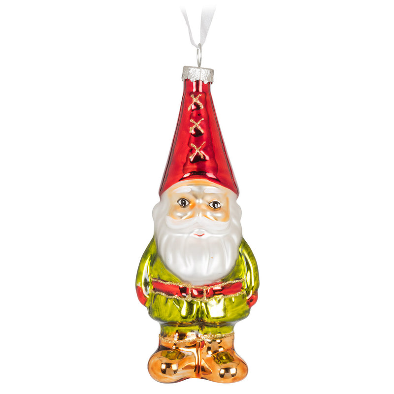 Garden Gnome Glass Ornament