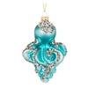 Blue Octopus with Glitter Glass Ornament | Putti Christmas Canada