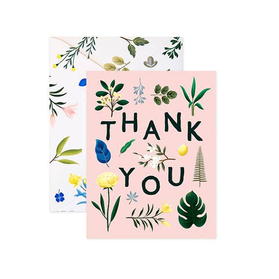 Pink Botanical Thank You Boxed Cards | Putti Fine Furnishings 