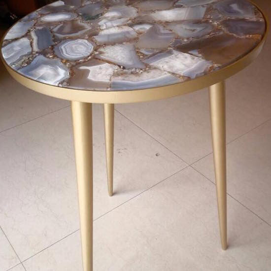 Agate Accent Table - Brass-Furniture-SIF-Style in Form-Putti Fine Furnishings