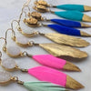 Druzy Gold Dipped Feather Earrings
