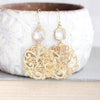 A Pocket of Posies - Clear Glass Gold Filigree Earrings
