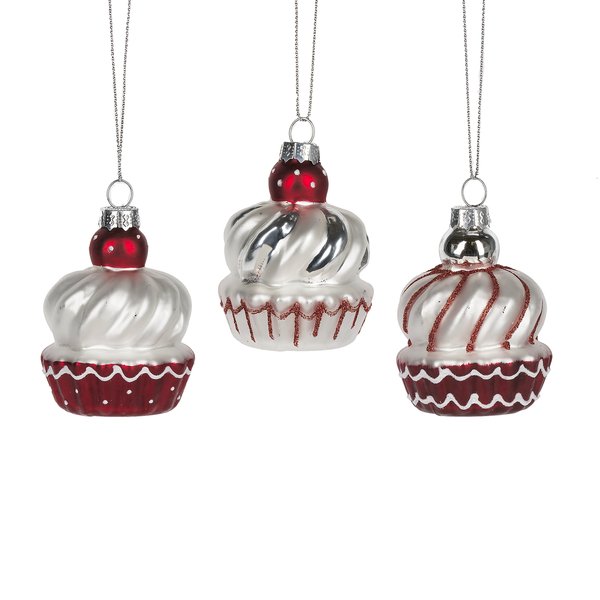 Candy Cupcake Glass Ornament | Putti Christmas Decorations 