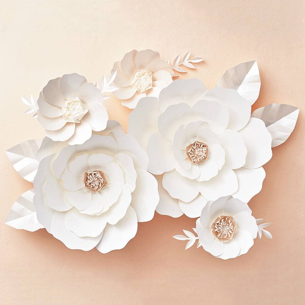 Big Bloom White Paper Flowers Kit  | Putti Fine Furnishings 