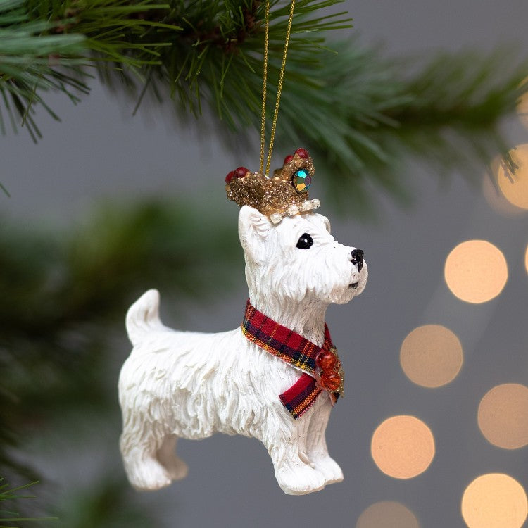 Royal Balmoral West Highland Terrier with Crown Christmas Ornament | Putti Canada