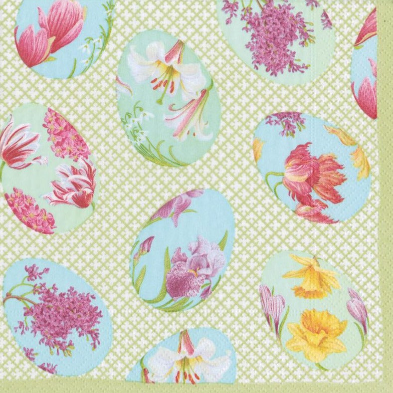 Floral Decorated Eggs Paper Napkin - Lunch | Putti Easter Celebrations 