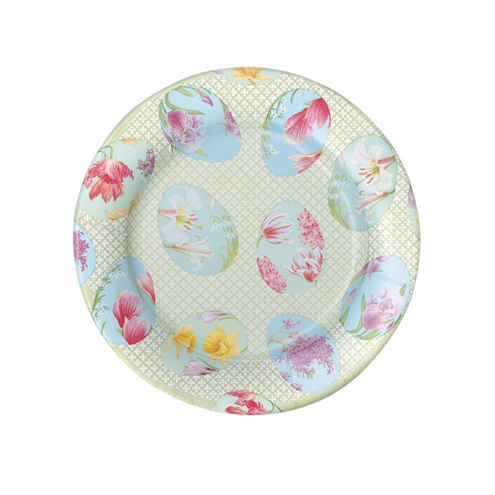 Floral Decorated Eggs Paper Salad & Dessert Plates