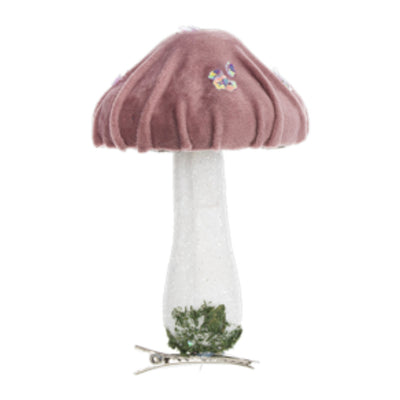 Pastel Velvet Mushroom Ornament with Clip