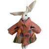 Large White Cotton Rabbit with Pink Felt Coat Ornament