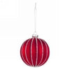 Red Ridged Glass Christmas Ball Ornament