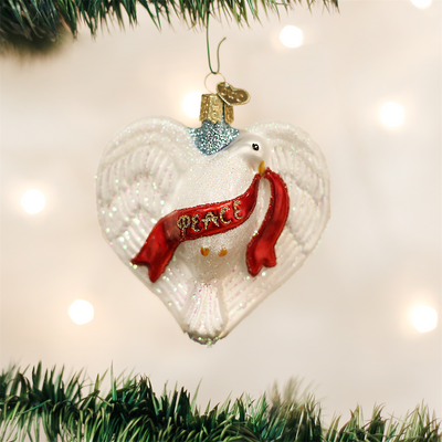 Old World Christmas Peace Dove Heart Glass Ornament -  Christmas Decorations - Old World Christmas - Putti Fine Furnishings Toronto Canada - 2