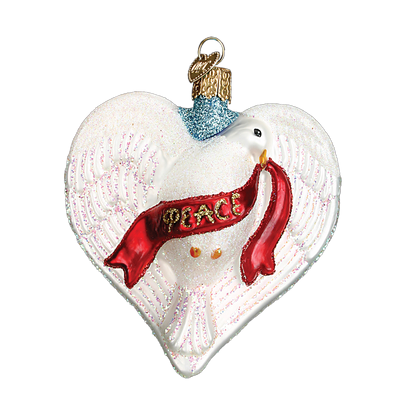 Old World Christmas Peace Dove Heart Glass Ornament -  Christmas Decorations - Old World Christmas - Putti Fine Furnishings Toronto Canada - 1