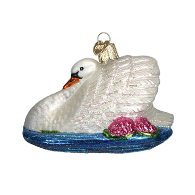 Old Word Christmas Monet's Swan Glass Ornament, OWC-Old World Christmas, Putti Fine Furnishings