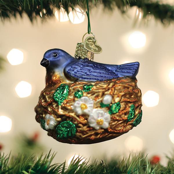 Old World Christmas Bird in Nest Glass Christmas Ornament | Putti Christmas 